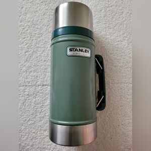 Stanley Green and Silver Vacuum Insulated Thermos Bottle 24 Oz.